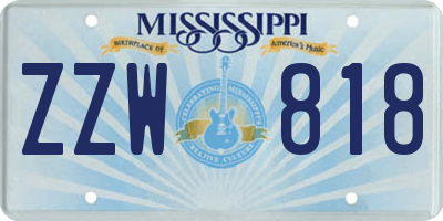 MS license plate ZZW818