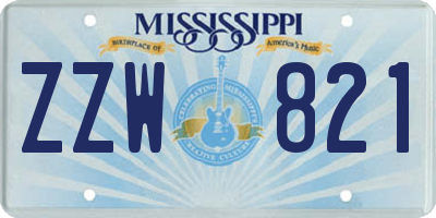 MS license plate ZZW821