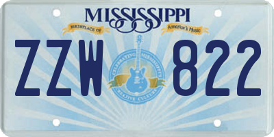 MS license plate ZZW822