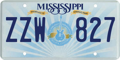 MS license plate ZZW827