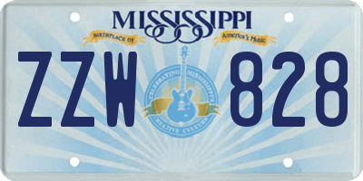 MS license plate ZZW828