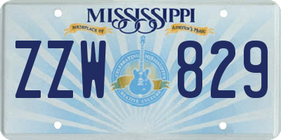 MS license plate ZZW829