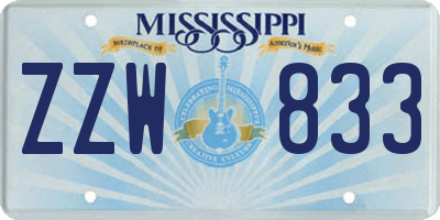 MS license plate ZZW833