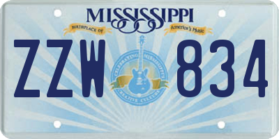 MS license plate ZZW834