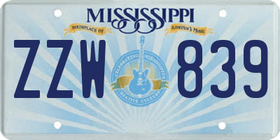 MS license plate ZZW839