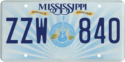 MS license plate ZZW840