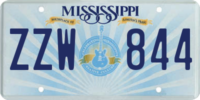 MS license plate ZZW844