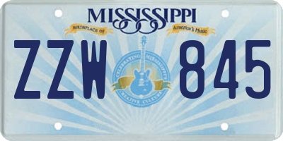 MS license plate ZZW845