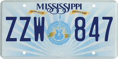 MS license plate ZZW847