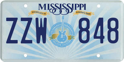 MS license plate ZZW848