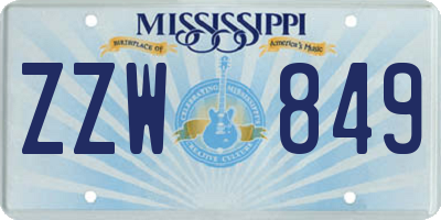 MS license plate ZZW849