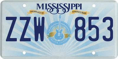 MS license plate ZZW853