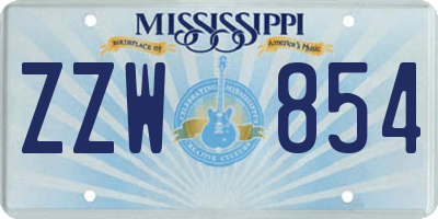 MS license plate ZZW854