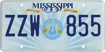 MS license plate ZZW855