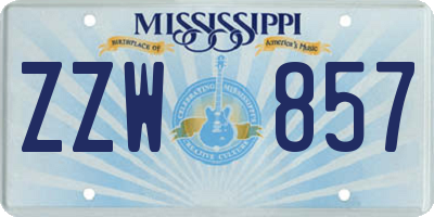 MS license plate ZZW857