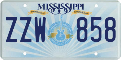 MS license plate ZZW858