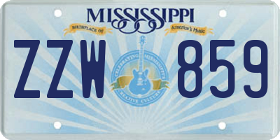 MS license plate ZZW859