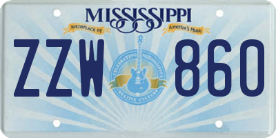 MS license plate ZZW860