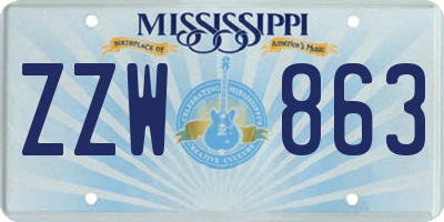 MS license plate ZZW863