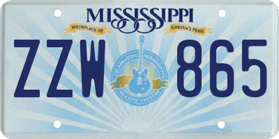 MS license plate ZZW865