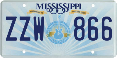 MS license plate ZZW866