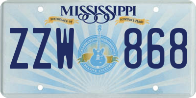 MS license plate ZZW868