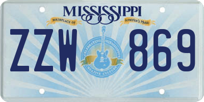 MS license plate ZZW869