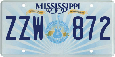 MS license plate ZZW872