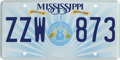 MS license plate ZZW873