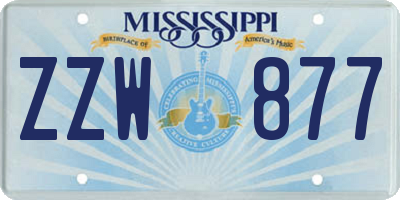 MS license plate ZZW877