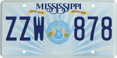 MS license plate ZZW878