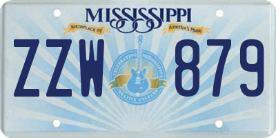 MS license plate ZZW879