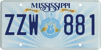 MS license plate ZZW881