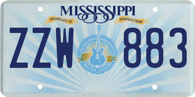 MS license plate ZZW883