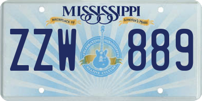 MS license plate ZZW889