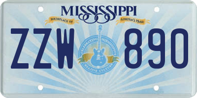 MS license plate ZZW890