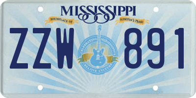 MS license plate ZZW891