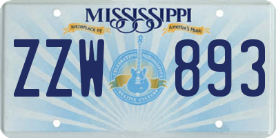 MS license plate ZZW893