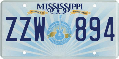 MS license plate ZZW894