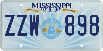 MS license plate ZZW898