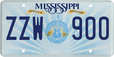 MS license plate ZZW900