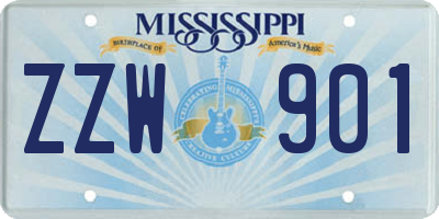 MS license plate ZZW901