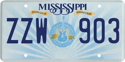 MS license plate ZZW903