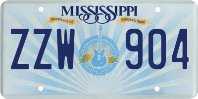 MS license plate ZZW904