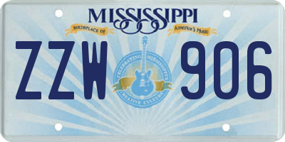 MS license plate ZZW906