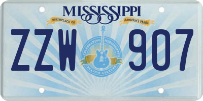 MS license plate ZZW907