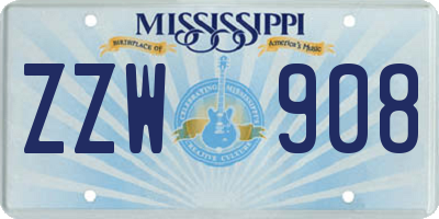 MS license plate ZZW908