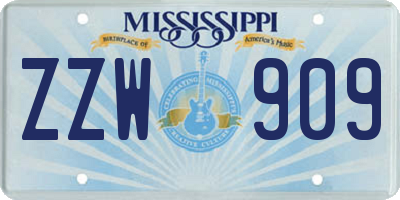 MS license plate ZZW909