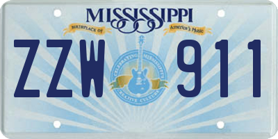 MS license plate ZZW911