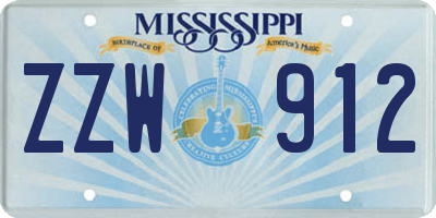 MS license plate ZZW912